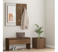 vidaXL Ensemble de Meubles de Couloir Banc d'Entrée Boîte de Rangement Miroir de Coiffeuse Porte-manteau Chêne Marron Bois 3120199