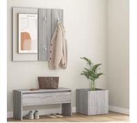 vidaXL Ensemble de Meubles de Couloir Banc d'Entrée Boîte de Rangement Miroir de Coiffeuse Porte-manteau Sonoma Gris Bois 3120198