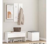 vidaXL Ensemble de Meubles de Couloir Banc d'Entrée Siège Panneau de Portemanteau Meuble de Rangement Intérieur Blanc Bois 3082044