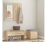 vidaXL Ensemble de Meubles de Couloir Banc d'Entrée Siège Panneau de Portemanteau Meuble de Rangement Intérieur Chêne Sonoma
