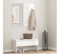 vidaXL Ensemble de Meubles de Couloir Banc d'Entrée Siège Panneau de Portemanteau Meuble de Rangement Intérieur Blanc 808789