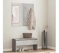 vidaXL Ensemble de Meubles de Couloir Banc d'Entrée Siège Panneau de Portemanteau Meuble de Rangement Intérieur Gris Béton 808787