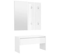 vidaXL Ensemble de Meubles de Couloir Banc d'Entrée Siège Panneau de Portemanteau Meuble de Rangement Intérieur Blanc Brillant Bois d'Ingénierie