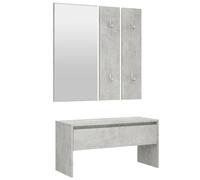 vidaXL Ensemble de Meubles de Couloir Banc d'Entrée Siège Panneau de Portemanteau Meuble de Rangement Intérieur Gris Béton 808787