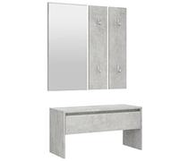 vidaXL Ensemble de Meubles de Couloir Banc d'Entrée Siège Panneau de Portemanteau Meuble de Rangement Intérieur Gris Béton 808787