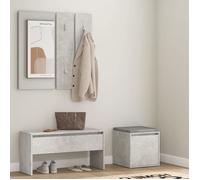 vidaXL Ensemble de Meubles de Couloir Banc d'Entrée Siège Panneau de Portemanteau Meuble de Rangement Intérieur Gris Béton 3082048