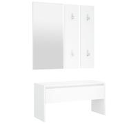 vidaXL Ensemble de Meubles de Couloir Banc d'Entrée avec Rangemen Miroir Panneau de Portemanteau Vestiaire Blanc Bois 808783