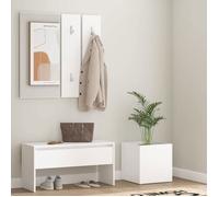 vidaXL Ensemble de Meubles de Couloir Ensemble de Vestiaire Banc d'Entrée Miroir Jardinière Salon Intérieur Blanc Bois 3082053