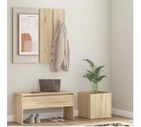 vidaXL Ensemble de Meubles de Couloir Ensemble de Vestiaire Banc d'Entrée Miroir Jardinière Salon Intérieur Chêne Sonoma 3082056