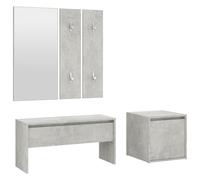 Vidaxl Ensemble De Meubles De Couloir Gris Béton Bois D'ingénierie Marron
