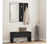 vidaXL Ensemble de meubles de couloir noir bois d'ingénierie, meuble de couloir, mobilier de couloir, mobilier d'entrée, 833512
