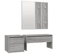 vidaXL Ensemble de Meubles de Couloir Banc d'Entrée Boîte de Rangement Miroir de Coiffeuse Porte-manteau Sonoma Gris Bois 3120195