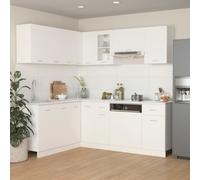 vidaXL 11-delige Keukenkastenset bewerkt hout wit3067665 Blanc G