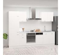 Vidaxl Ensemble De Meubles De Cuisine 7 Pcs Blanc Aggloméré Blanc