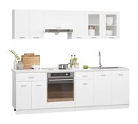 vidaXL Ensemble de Meubles de Cuisine 8 pcs Armoires de Rangement Ensemble d'Equipement de Cuisine Meubles de Rangement Maison Blanc Aggloméré