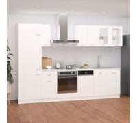 Vidaxl Ensemble De Meubles De Cuisine 8 Pcs Blanc Aggloméré Blanc