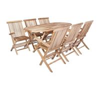 vidaXL Ensemble de Meubles de Jardin 7 pc Naturel Bois de Teck Massif, Ensemble de Meubles de Jardin Moderne, Table de Patio en Teck, Coin Repas et détente en extérieur