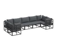 Vidaxl Ensemble De Canapé De Jardin 7 Pcs Noir Aluminium