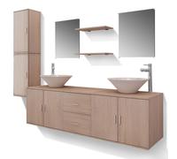 vidaXL Ensemble de meubles de salle de bain 11 pièces avec lavabo et robinet Beige