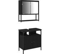 vidaXL Ensemble de meubles de salle de bain 2 pcs noir 60 x 30 x 60 cm bois composite
