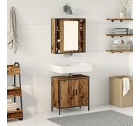 Vidaxl Ensemble De Meubles De Salle De Bain 2 Pièces En Bois Ancien