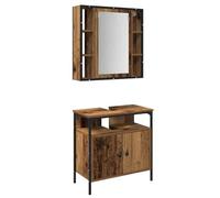 Ensemble de meubles de salle de bain 2 pièces en bois ancien en bois d ingénierie