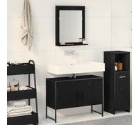 vidaXL Ensemble de meubles de salle de bain 2 pièces en bois d'ingénierie noir