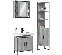 Vidaxl Ensemble D'armoires De Salle De Bain 3 Pcs Sonoma Gris Gris