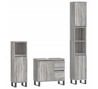 vidaXL Ensemble de Meubles de Salle de Bain 3 pcs, Armoires de Rangement avec Porte, Meuble-lavabo Toilette Intérieur, Moderne, Sonoma Gris Bois d'Ingénierie