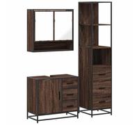 vidaXL Ensemble de Meubles de Salle de Bain 3 pcs Chêne Marron, Armoire de Rangement, Armoire de Bain, Meuble de Toilette
