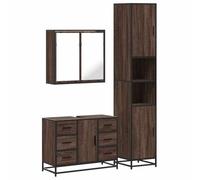 vidaXL Ensemble de Meubles de Salle de Bain 3 pcs Chêne Marron, Armoire de Salle de Bain, Armoire de Rangement de Toilette, Placard de Salle de Bain