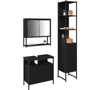 vidaXL Ensemble de meubles de salle de bain 3 pcs chêne noir 33 x 33 x 185.5 cm