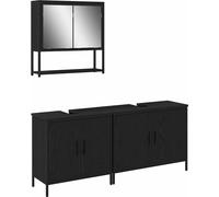 vidaXL Ensemble de meubles de salle de bain 3 pcs noir 80 x 30 x 44 cm bois composite