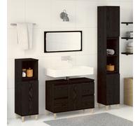 Vidaxl Ensemble De Meubles De Salle De Bain 3 Pièces Chêne Noir Bois D'ingénierie Noir