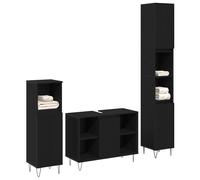 vidaXL Ensemble de meubles de salle de bains 3 pcs chêne noir 30 x 30 x 180 cm