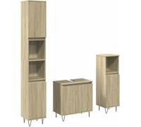 vidaXL Ensemble de meubles de salle de bain 3 pièces en bois composite chêne Sonoma