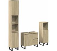 vidaXL Ensemble de meubles de salle de bain 3 pièces en bois composite chêne Sonoma