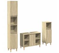 vidaXL Ensemble de meubles de salle de bain 3 pièces en bois composite chêne Sonoma