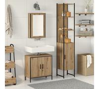 Vidaxl Ensemble De Meubles De Salle De Bain 3 Pièces En Chêne Artisan, En Bois D'ingénierie