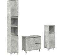 vidaXL Ensemble de meubles de salle de bain 3 pièces gris béton bois composite