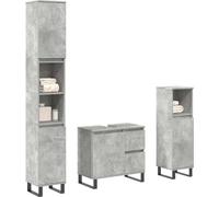 vidaXL Ensemble de meubles de salle de bain 3 pièces gris béton bois composite