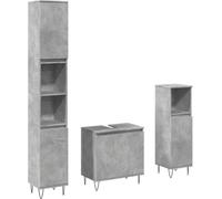 vidaXL Ensemble de meubles de salle de bain 3 pièces gris béton bois composite