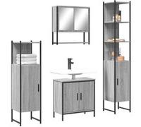 vidaXL Ensemble de meubles de salle de bain 4 pcs Sonoma gris
