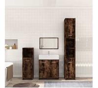 Vidaxl Ensemble De Meubles De Salle De Bain 4 Pcs Chêne Fumé Bois Marron