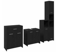 vidaXL Ensemble de Meubles de Salle de Bain 4 pcs Chêne Noir, Design de Salle de Bain, Meubles Modernes, Rangement Compact, Ambiance Chic pour Vivre en Ville, espaces ordonnés