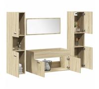 vidaXL Ensemble de Meubles de Salle de Bain 4 pcs chêne Sonoma, Armoire de Salle de Bain, Placard de Salle de Bain, Meuble de Rangement de Salle de Bain