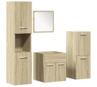vidaXL Ensemble de Meubles de Salle de Bain 4 pcs chêne Sonoma, Armoire de Salle de Bain, Meuble de Salle de Bain, Miroir de Salle de Bain