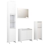 vidaXL Ensemble de Meubles de Salle de Bain 4 pcs, Ensemble de Armoires avec Rangement, Organisateur de Toilette Intérieur, Blanc Bois d'Ingénierie
