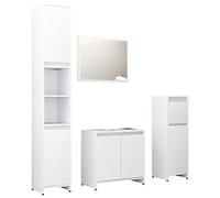 vidaXL Ensemble de Meubles de Salle de Bain 4 pcs, Ensemble de Armoires avec Rangement, Organisateur de Toilette Intérieur, Blanc Bois d'Ingénierie