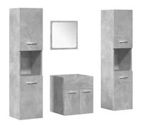 vidaXL Ensemble de Meubles de Salle de Bain 4 pcs Gris béton, Armoire de Salle de Bain, Placard de Salle de Bain, Meuble de Rangement de Salle de Bain